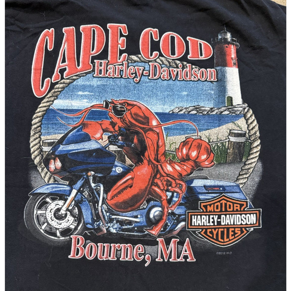 Harley Davidson Cape Cod Tee Mens Black 2011 Front and Back Lobster Hit Size 2XL - Picture 2 of 9